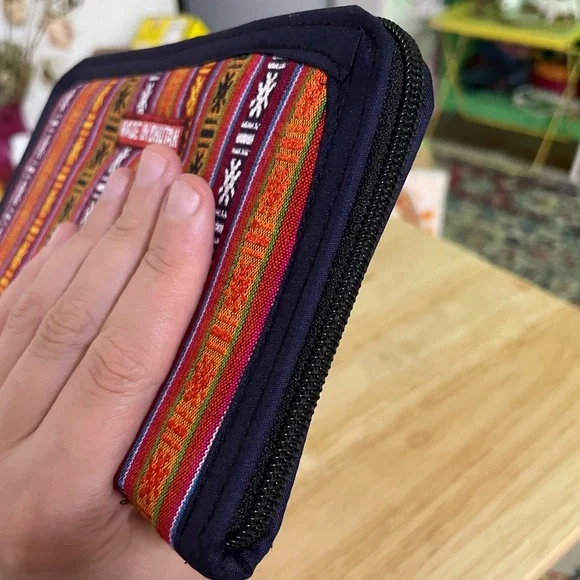 Colorful Bhutanese Handwoven Cotton Zip Wallet - Picture 6 of 7